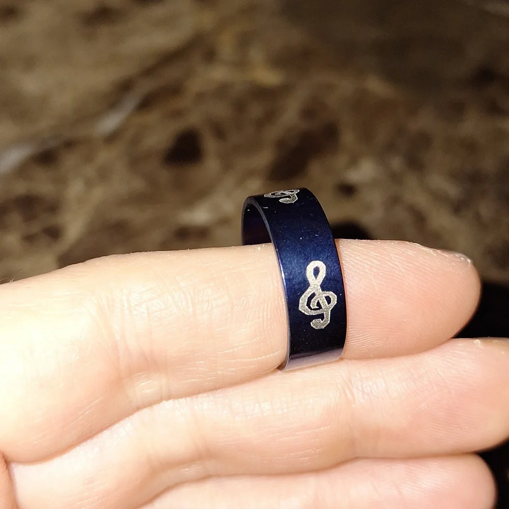 Treble Clef Blue Stainless Steel Men's Size 11 Ring new with tag